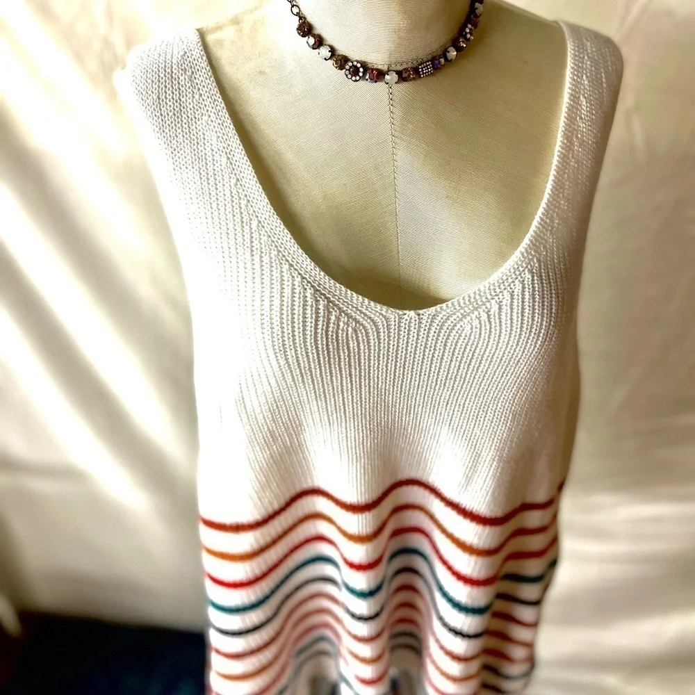 𝅺STRIPED V NECK TANK TOP SWEATER - Picture 4 of 7